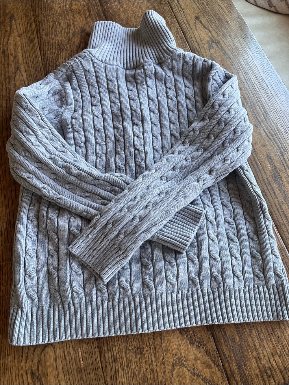 Anne Klein Sport Gray Cable Knit Full Zip Mock Neck Sweater - Size L - vintage - Picture 2 of 9